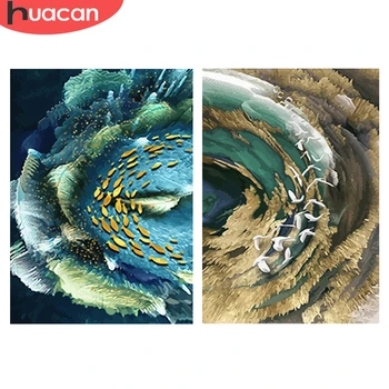 

HUACAN Paint By Number Animal DIY Pictures By Numbers Fish Kits Drawing On Canvas Hand Painted Painting Art Gift Home Decor