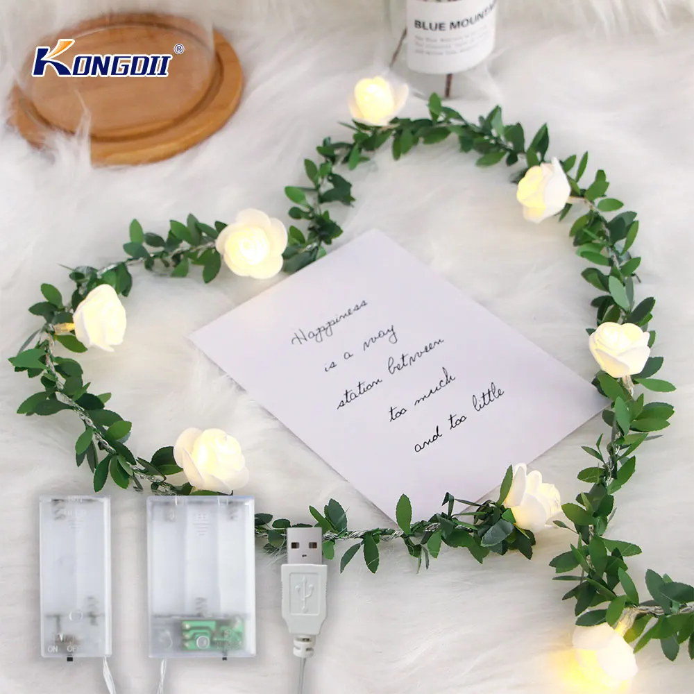 1 5 м/3 м/6 м Led роза цветок светодиодная гирлянда шнура USB Батарея питание Гирлянда