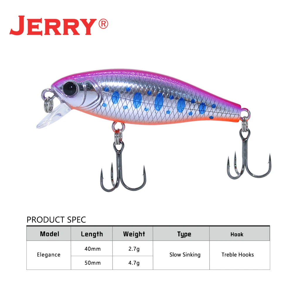 Jerry Elegance Slow Sinking Wobbler Ultralight Hard Bait 5cm 4cm