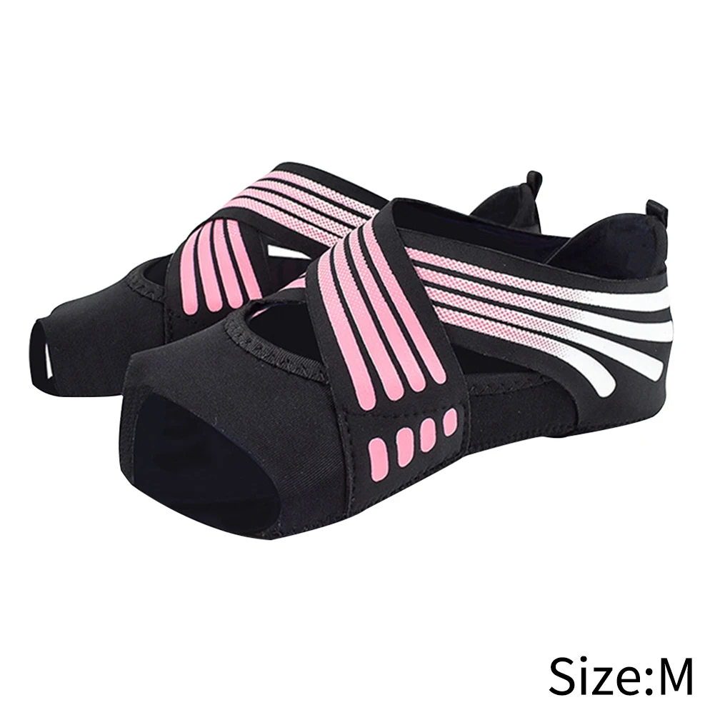 Pink M 1 пара, открытый носок, Пилатес, балетные, спортивные, женские, для спортзала, Нескользящие, эластичные, бандажные, обувь для йоги, мягкая подошва, для фитнеса, танцев - Цвет: Pink M
