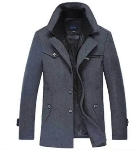 Winter Coat Men Long Wool Thick Windbreaker Woolen Overcoat Casaco Masculino Palto Jaket Men's Casual Trench Peacoat 5XL Jackets - Цвет: 5