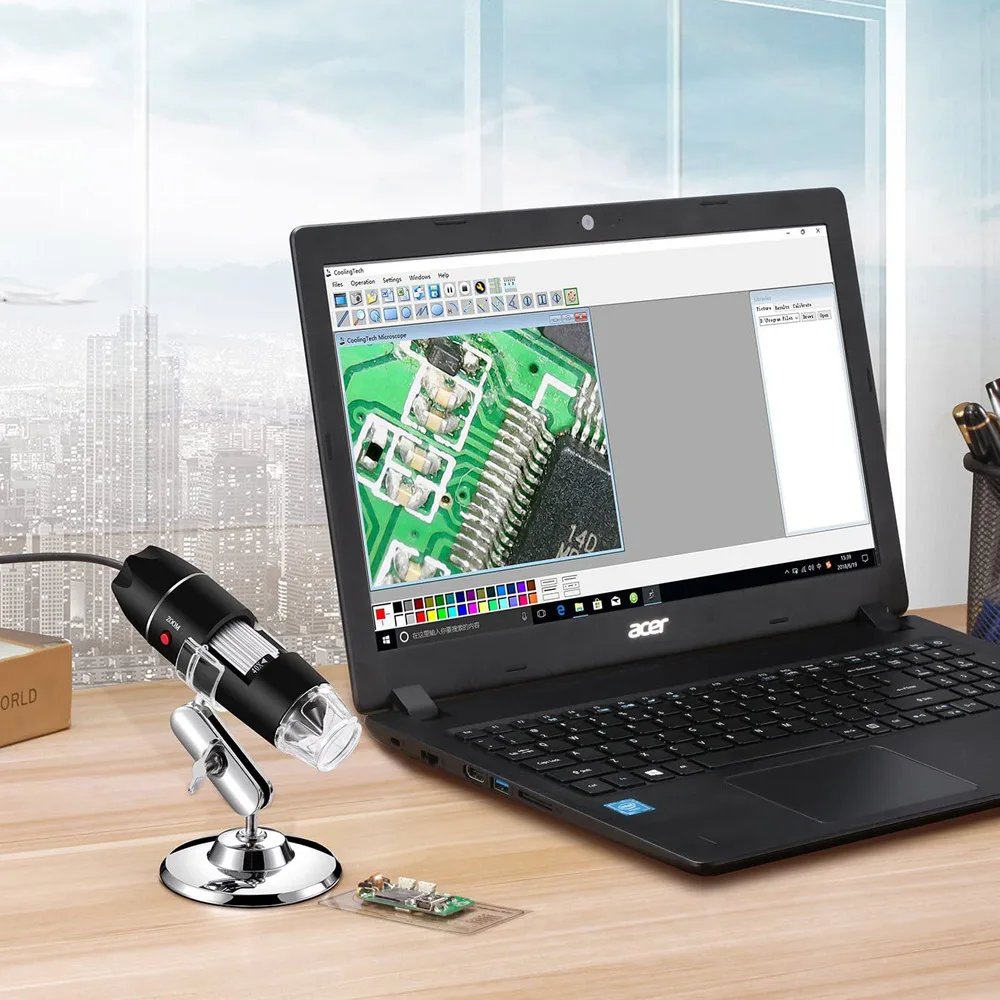 USB Digital Microscope 40X to 1000X Bysameyee 8 LED Magnification Endoscope Camera with Carrying Case & Metal Stand