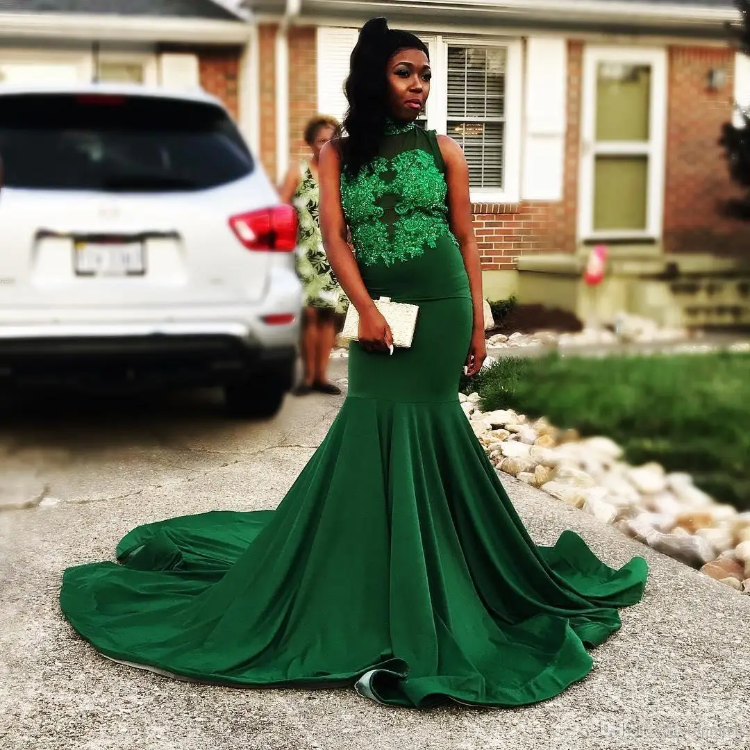 Sexy Balck Girls African Green Evening Formal Dress Jewel Beads Neck  Evening Formal Wear Party Gowns Elegant Prom Party Dresses|Dresses| -  AliExpress