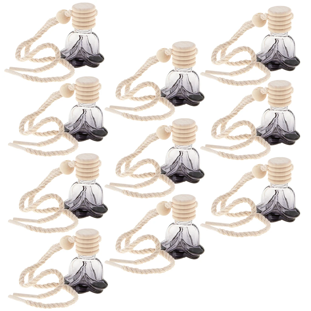 10Pcs 10ml Car Perfume Bottle Car-Styling Car Accessories Auto Ornament Perfume Pendant for Essential Oils Air Freshener Flower