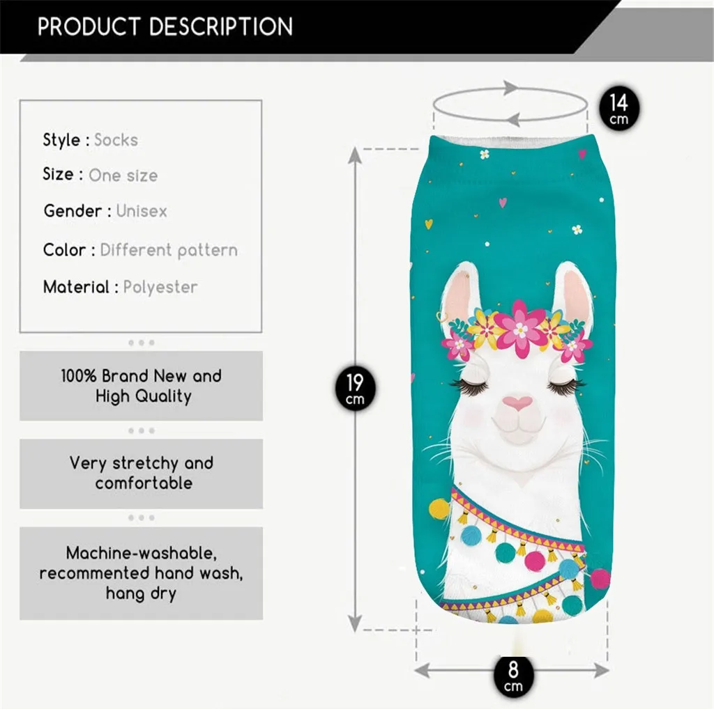 Christmas 3D printing women boat socks cute cartoon animal pattern fashion sports office floor socks autumn winter holiday gifts