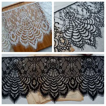 

Wide 24CM High Quality Soft Nylon Eyelash Lace Trim Wedding Dress lace fabric DIY women's skirt home fabric accessories