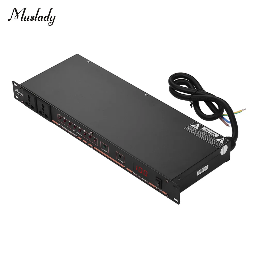 Muslady DB-02 10-outlet Rack Mount регулятор последовательности питания кондиционера регулятор питания для DJ аудио записи