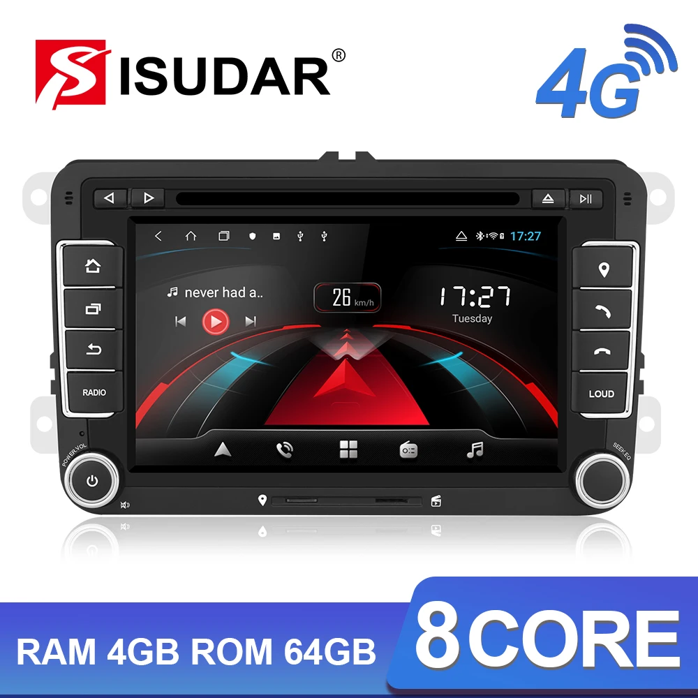 Isudar H53 Автомобильный мультимедийный 2 Din Авто радио gps Android 4 г для VW/Volkswagen/POLO/Golf/Skoda/Octavia/Seat/Leon ram 4 Гб dvd-плеер