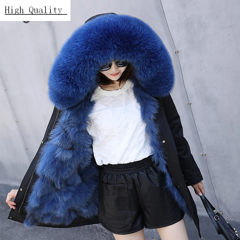 

Natural Fox Fur Liner Parka Winter Real Fur Coat Women Clothes 2020 Korean Thick Warm Real Fox Fur Hood Jacket Hiver 1903