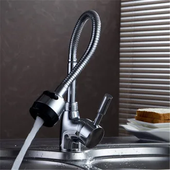 

360°Rotating Spring Tube Kitchen Faucet Pull out Side Sprayer Dual Spout Single Handle Mixer Tap Sink Faucet Kitchen Accessories