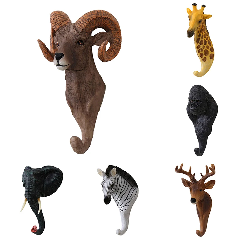 

European Retro Cafe Bar Wall Storage Hook Resin Three-dimensional Animal Wall Hanging Deer Head Multipurpose Decoration Holder