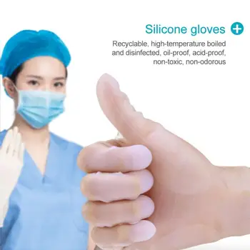 

Reusable Elasticity Transparent Food Grade Silicone Thickened Gloves Isolation Protection Kitchen Bathroom Car Washing Cleaning