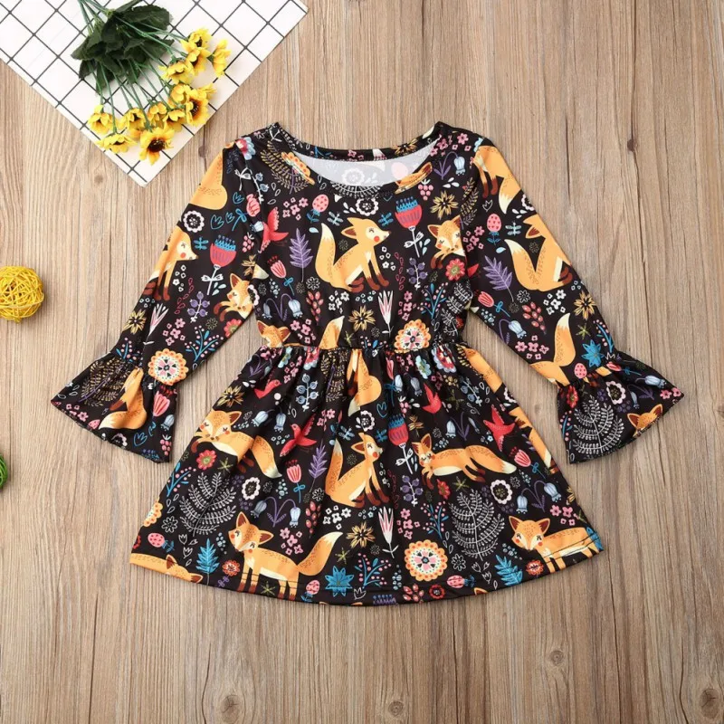 

Spring Autumn Birthday Dress Infant Baby Girls Beautiful Dresses Baby Print Dress Children Fashion Cute Flower Girls Dress