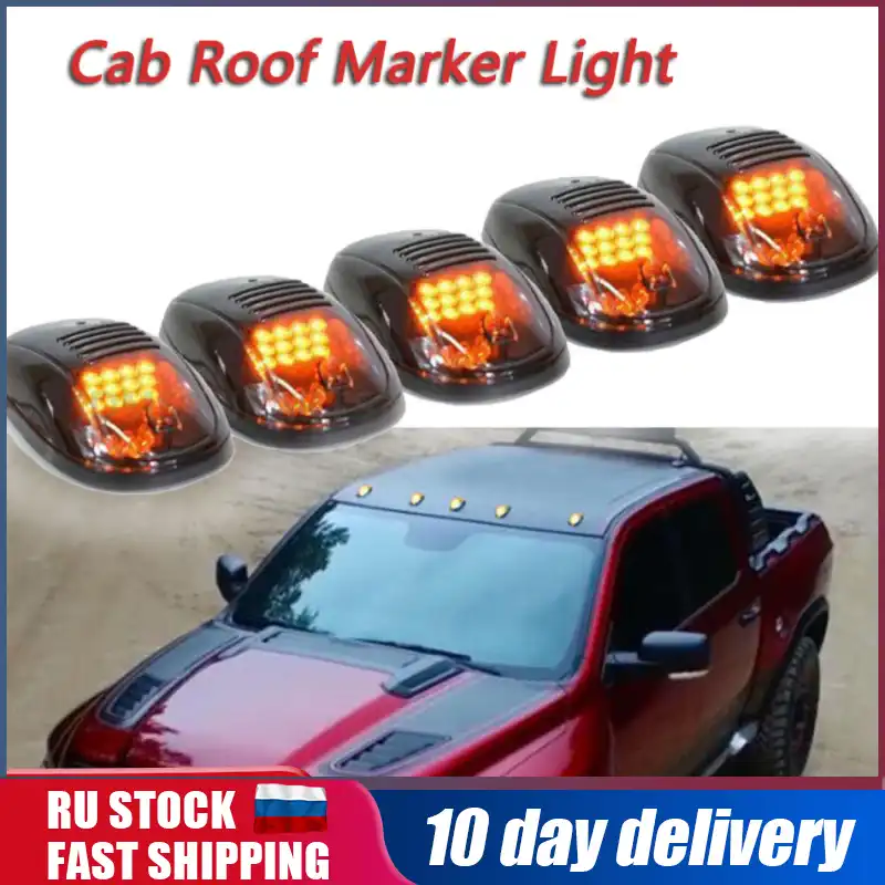 Amber Lens /& Amber LED Cab Roof Marker Lights for 2003-2016 Dodge Ram 1500 2500 3500 Clearance Running Top Lamp