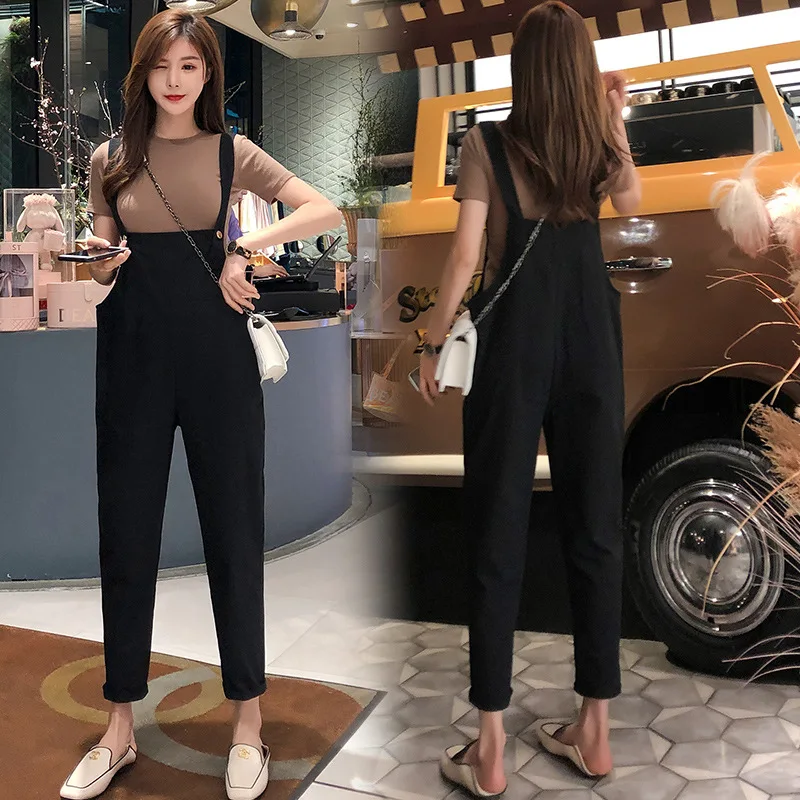 

Pregnant Women Suspender Pants 2019 Early Spring New Style Two-Piece Set Spring And Autumn Fashion Mom Outer Wear Fashion Spring
