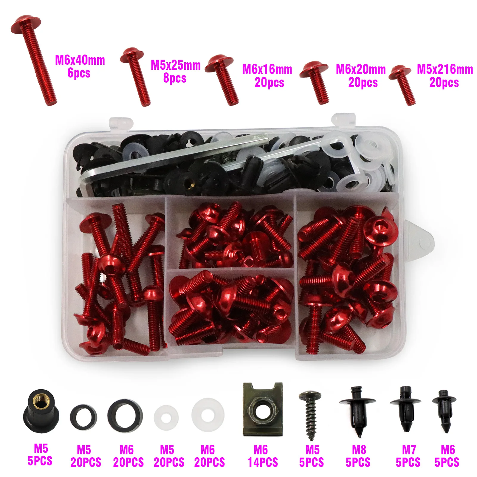 SUZUKI GSX-R GSXR 600 750 1000 K4 K5 K6 K7 K8 K9 195/PCS M8 M7 M6 M5 Motorcycle Full Fairing Bolt Kits Bodywork Screws Nut auto fasteners motorcycle screw caps motorcycle screws motorcycle fasteners