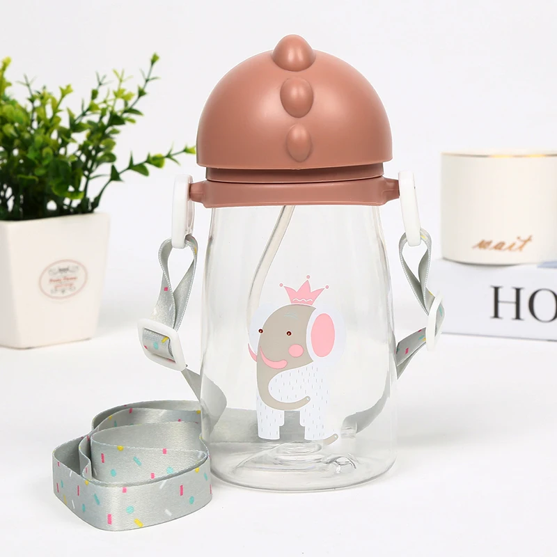 Экологичные детские бутылки для питьевой воды с рисунком динозавра BPA соломенная детская бутылка детский чайник переносная Спортивная бутылка - Цвет: Coffee Strap