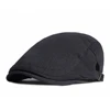 SHOWERSMILE Cotton Mens Beret Hat British Style Newsboy Solid Beige Black Navy Khaki Spring Summer Flat Cap Adjustable 55-60cm 2