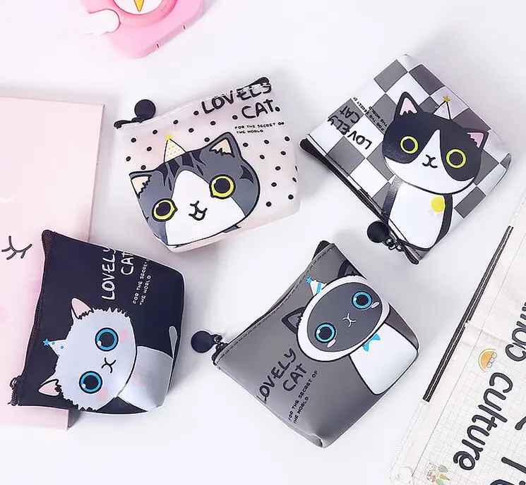 Модные милые забавные кошачьи закуски для девочек, сумка Кошелек для монет, мешочек для ключей, кошелек для мелочи