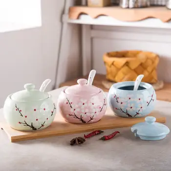 

Simple ceramic seasoning jar seasoning bottle set seasoning box seasoning box salt pot seasoning bottle cans household