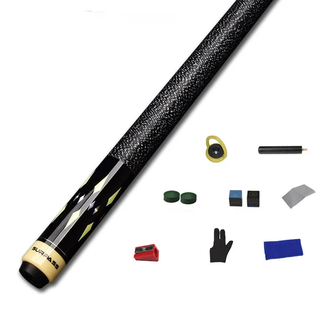2021 새로운 당구 풀 스틱 12.5mm 팁 2 색 린넨 그립 15cm 연장 당구 액세서리