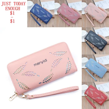 

card holder key credit wallet women fashion passport travel luxury long blue leather minimalist coin purse leaf money carteira