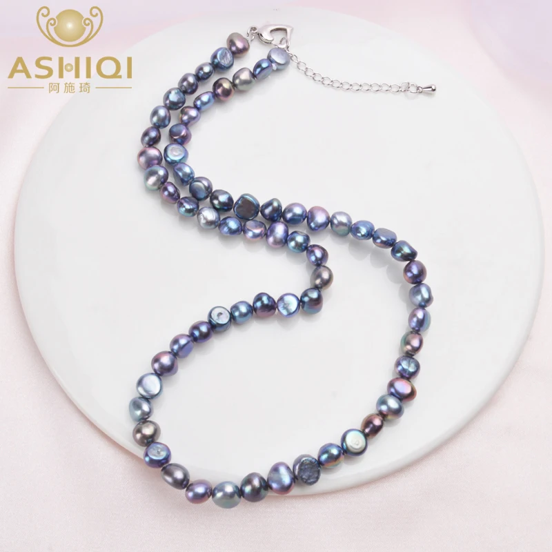 ASHIQI Natural Freshwater Pearl Necklace Vintage Baroque Pearl Jewelry for Women 7-8mm - Image 2