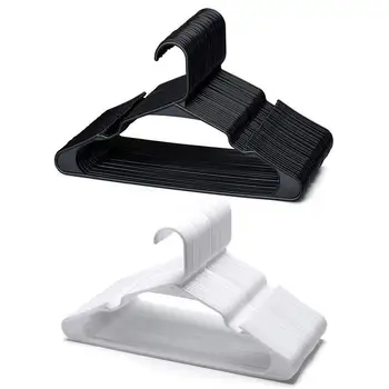 

50PCS Plastic Adult Clothes Hangers Anti-slip Slim Black White Support Hanger For Clothes Drying Rack Household Organizer