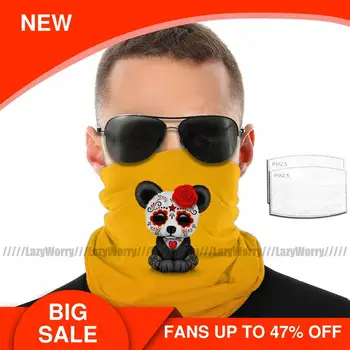 

Panda Bear Mouth Face Mask Red Day Of The Dead Sugar Skull Panda Facial Mask Beautiful Adult Mask