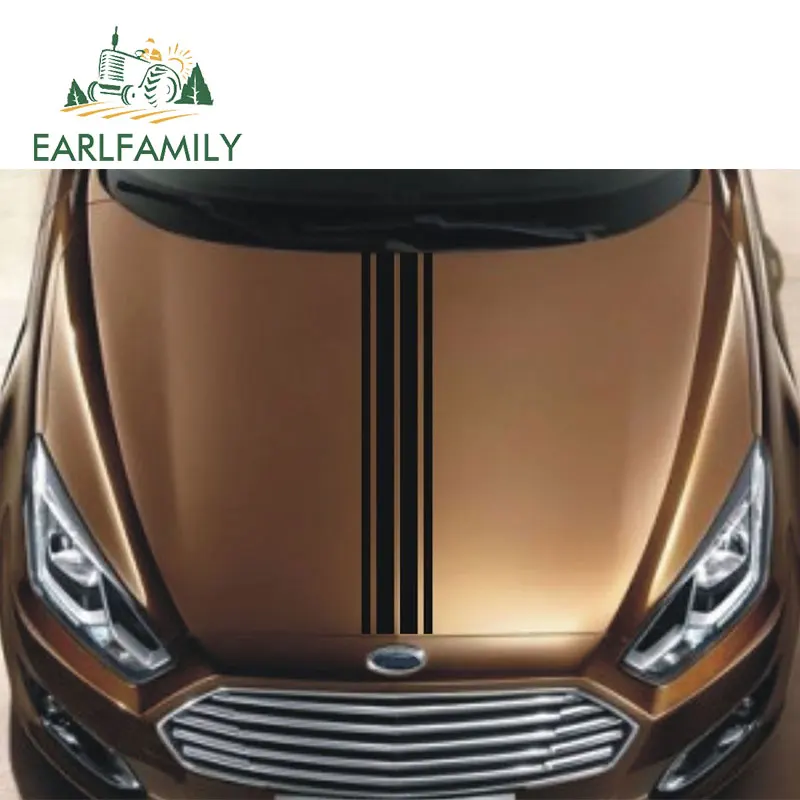 EARLFAMILY, 120 см x 12 см, гоночный автомобиль, ралли, полосы, графика, внедорожник, капот, наклейка, Виниловая наклейка, наклейка для украшения автомобиля, 13 цветов