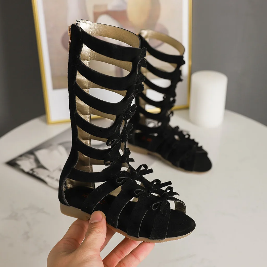 

Girls Sandals Soft Bottom Little Princess Shoes Summer New Children High Roman Shoes Baby Princess Peep-toe Beach Shoes