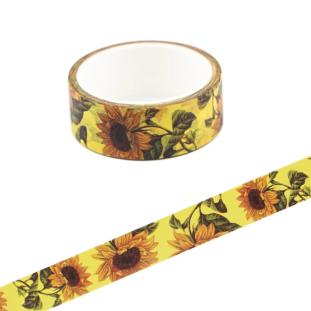 Ransitute-Conjunto de cintas Washi R1082 de girasoles, cinta adhesiva, bricolaje, decoración, álbum de recortes, diario, cinta, suministro de papelería