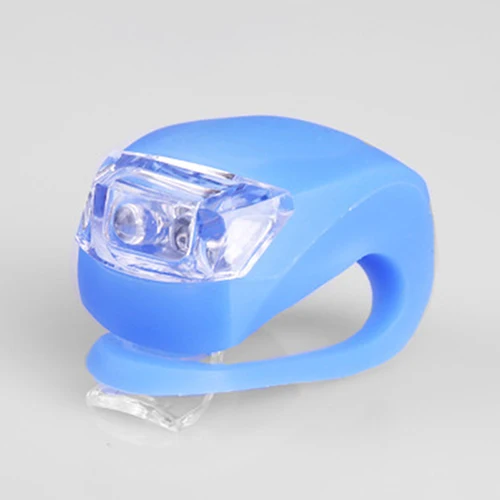 Велосипедная силиконовая лампа светодиодный велосипедный фонарь для безопасности головы и переднего колеса велосипедный фонарь Водонепроницаемый Аккумулятор аксессуары - Цвет: Синий