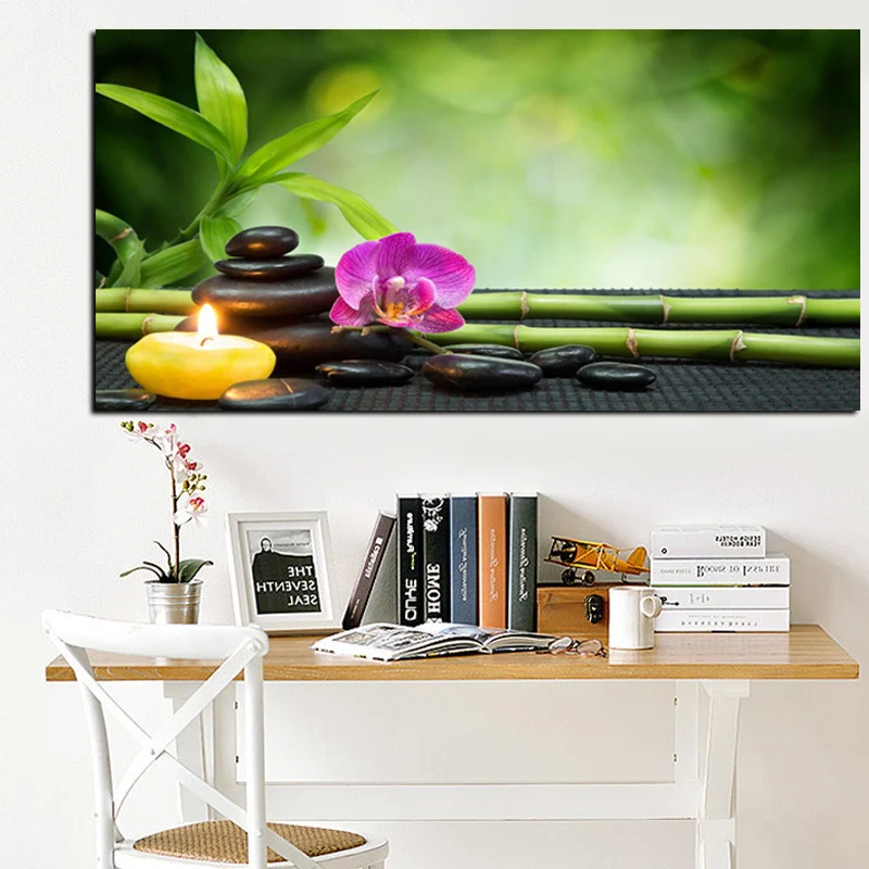 HD Print Modern Orchid Zen Spa Stone Bamboo Candls Oil Painting on Canvas Art Poster Wall Art Picture for Living Room Cuadros (2)