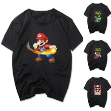 Футболка с коротким рукавом с Супер Марио, летняя новая мужская футболка, забавная футболка с надписью Gamer, модная женская футболка, Одежда большого размера с круглым вырезом