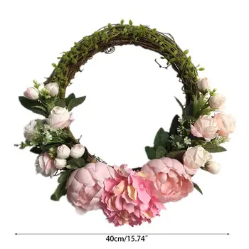 

Artificial Flowers Peony Wreath Spring Wreath Outdoor for Front Door