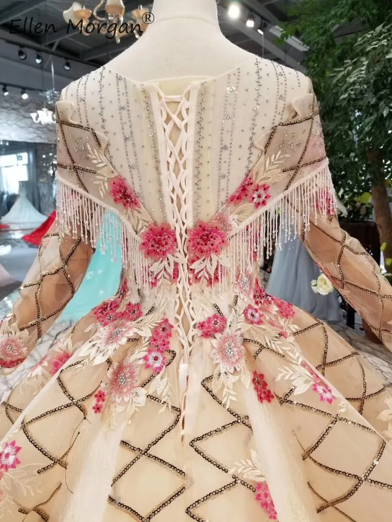 Красочное Элегантное свадебное платье Vestidos De Novia Ball арабское вечернее платье вырез лодочкой Бисер Аппликация Кружевное Свадебное платье принцессы