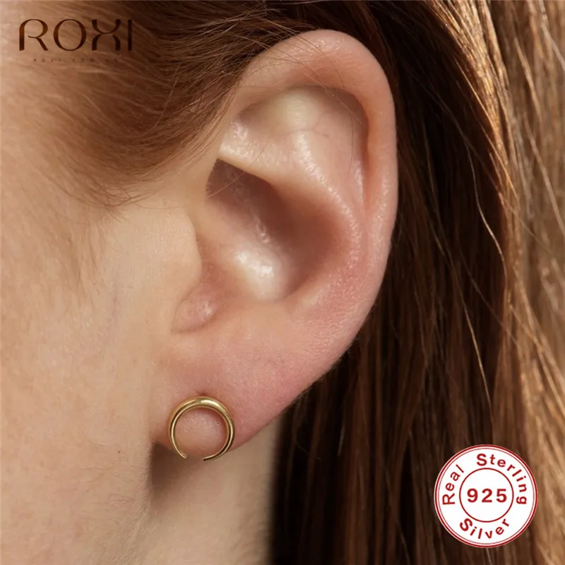 ROXI Мода полумесяц серьги-гвоздики в рождественской тематике подарки стерлингового серебра 925 Серьги для женщин День рождения ювелирные изделия