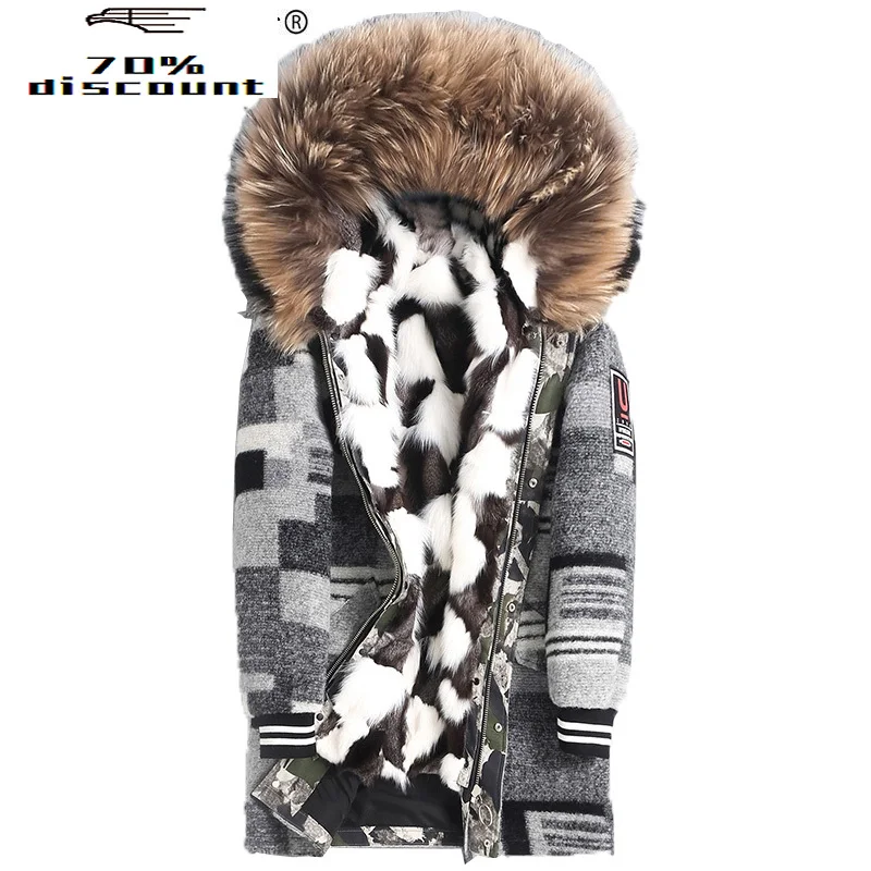 

2020 Parka Real Fur Coat Men Winter Jacket Fox Fur Liner Warm Parkas Racoon Fur Collar Long Mens Winter Coats 4435