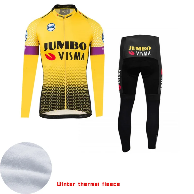 SPTGRVO LairschDan,, Мужская зимняя одежда Jumbo Visma для велоспорта, комплект одежды для длинного цикла, велосипедная Джерси, комплект, теплая флисовая женская одежда