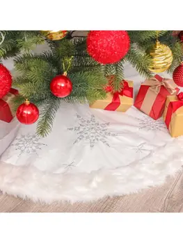 

120cm Snowflake White Christmas Tree Skirt Decorations Round Carpet Floor Mat New Year Party Decor