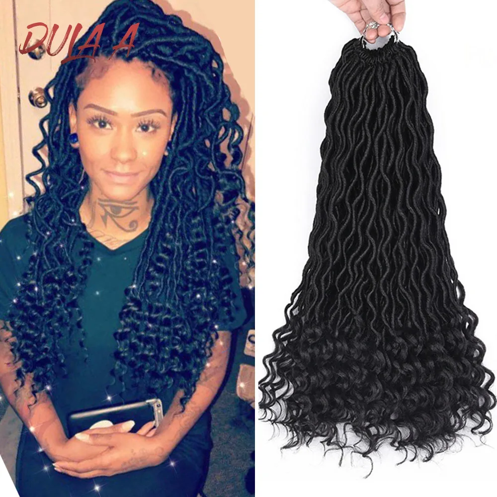 Накладные волосы Dula A 20 дюймов faux locs CURLY вязаные крючком 24 прядей синтетические