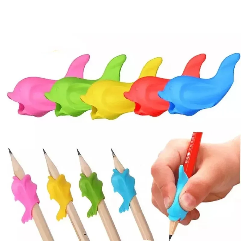 5Pc Fish Pen Grip Holder Silicone Pencil Grasp Writing Correction Device for For Kid Child Children Learning Aid Grip Stationery 3pcs silicone writing aid grip children pencil aids