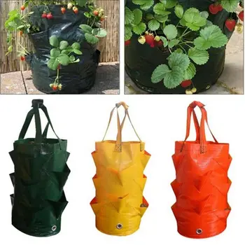 

2Pcs Garden Strawberry Grow Bag Nursing Pots With Handles Strawberry Planting Vertical Flower Herb Grow Bag Reusable Pot Planter