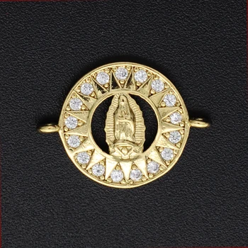 

5pcs/lot 13x18mm Virgin Mary Connerctor Charm Wholesale 100% Micro Pave CZ Religious Connectors for DIY Jewelry Making Finding