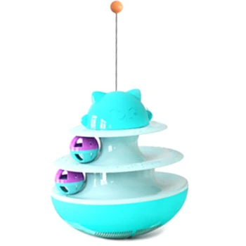 

Cat Toy Turntable Cat Toys Trackball Interactive Cat Toy 2 Level Towers Tracks Roller Exercise Puzzle Toys