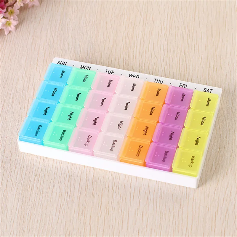 

21 Lattice Multi-color dai gou Multi-color Medicine Box Environmentally Friendly Plastic bao jian he Travel Nursing-Split a Sing