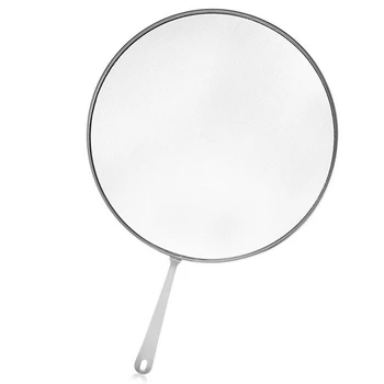 

New-Stainless Steel Splatter Screen Handle Anti Grease Splash Scald Proof Frying Pan Cover Cooking Tools Oil Net
