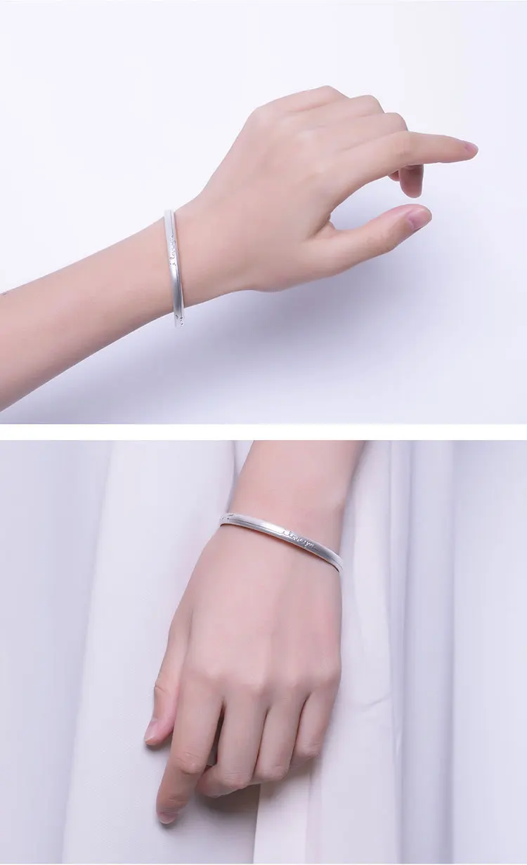 BALMORA, Настоящее чистое серебро 999 пробы, браслеты, ювелирные изделия, браслеты для женщин, подарки I LOVE YOU Letters Bijoux