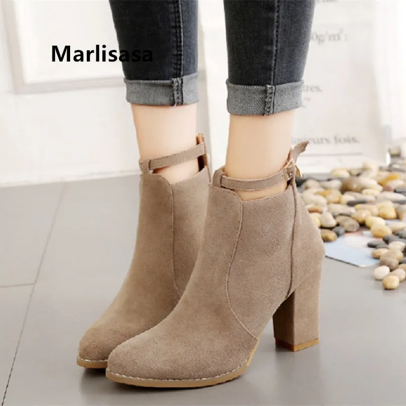 

Women Fashion High Quality Black Suede Round Toe Back Zipper Ankle Boots Lady Casual Brown Winter Boots Botas Femininas 2655